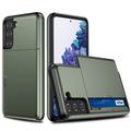 Samsung Galaxy S21 5G Hybrid-Hülle mit Verschiebbarem Kartensteckplatz - Armee Grün