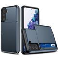 Samsung Galaxy S21 FE 5G Hybrid-Hülle mit Verschiebbarem Kartensteckplatz - Dunkel Blau