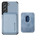 Samsung Galaxy S22 5G Magnetisches Cover mit Kartensteckplatz - Karbonfaser - Blau
