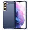 Samsung Galaxy S23 5G Angeraute TPU Hülle - Karbonfaser - Blau