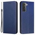 Samsung Galaxy S23 5G Wallet Schutzhülle - Karbonfaser - Blau