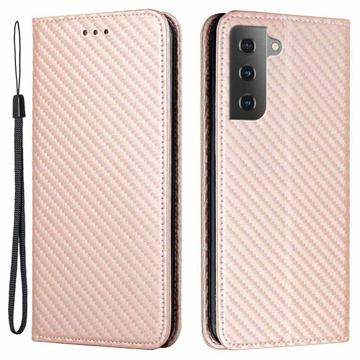 Samsung Galaxy S23 5G Wallet Schutzhülle - Karbonfaser - Roségold