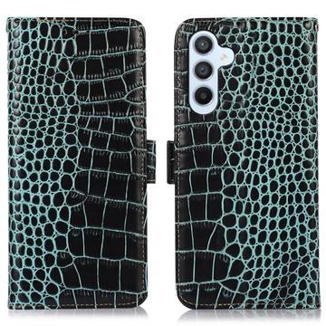 Samsung Galaxy S23 FE Crocodile Serie Lederhülle mit Geldbörse mit RFID - Grün