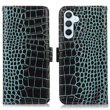 Samsung Galaxy S23 FE Crocodile Serie Lederhülle mit Geldbörse mit RFID - Grün