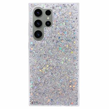 Samsung Galaxy S24 Ultra Glitter Flakes TPU Hülle - Silber