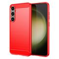Samsung Galaxy S24+ Gebürstete TPU Hülle - Karbonfaser - Rot