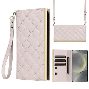 Samsung Galaxy S24+ Luxus Gesteppte Wallet Case - Beige