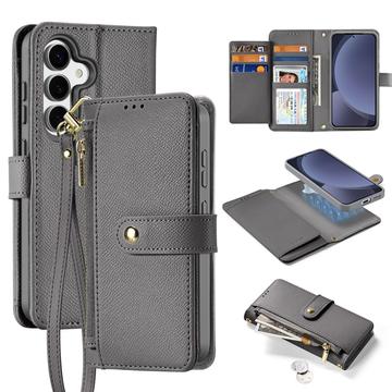 Samsung Galaxy S25 Dux Ducis Lawa Brieftaschen-Lederhülle mit Magnetabdeckung - Grau