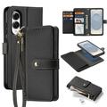 Samsung Galaxy S25 Edge Dux Ducis Lawa Brieftaschen-Lederhülle mit abnehmbarer Magnetabdeckung - Schwarz