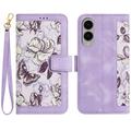Samsung Galaxy S25 Edge Brieftaschen-Hülle mit Blumenmuster mit Kartenfächern - hell lila