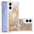 Samsung Galaxy S25 Edge Glitter Quicksand TPU Hülle - Goldene Herzen