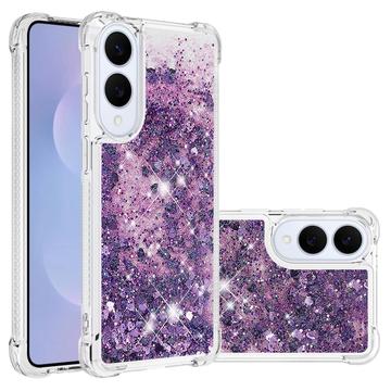 Samsung Galaxy S25 Edge Glitter Quicksand TPU Hülle - lila Herzen