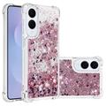 Samsung Galaxy S25 Edge Glitter Quicksand TPU Hülle - Roségoldene Herzen