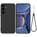 Samsung Galaxy S25 FE Liquid Silikonhülle mit Handschlaufe - Schwarz