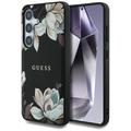 Samsung Galaxy S25 Guess Grained Printed Flower Pattern Hülle - MagSafe-kompatibel - schwarz