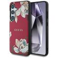 Samsung Galaxy S25 Guess Grained Printed Flower Pattern Hülle - MagSafe kompatibel - Fuchsia
