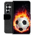 Samsung Galaxy S25+ Premium Schutzhülle mit Geldbörse - Fußball Flamme