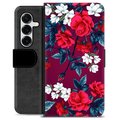 Samsung Galaxy S25+ Premium Schutzhülle mit Geldbörse - Vintage Blumen