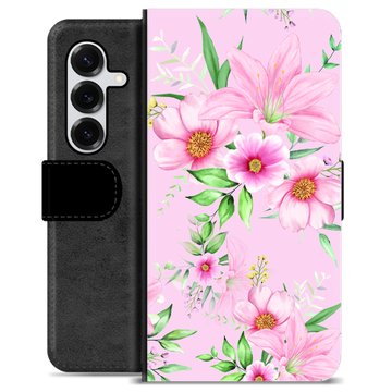 Samsung Galaxy S25+ Premium Schutzhülle mit Geldbörse - Aquarell Blumen