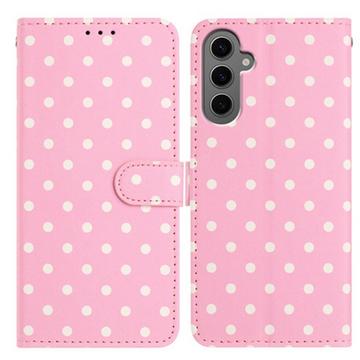 Samsung Galaxy S25 Polka-Dot-Muster Wallet Hülle - Rosa