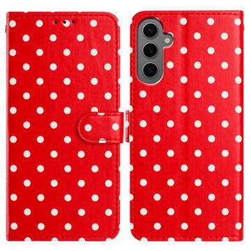 Samsung Galaxy S25 Polka-Dot-Muster Wallet Hülle - Rot