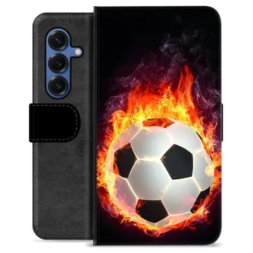 Samsung Galaxy S25 Premium Schutzhülle mit Geldbörse - Fußball Flamme