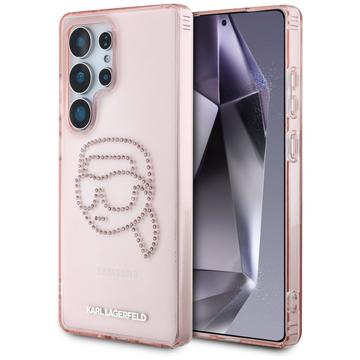 Samsung Galaxy S25 Ultra Karl Lagerfeld Rhinestones Karl Head Logo Hülle - rosa