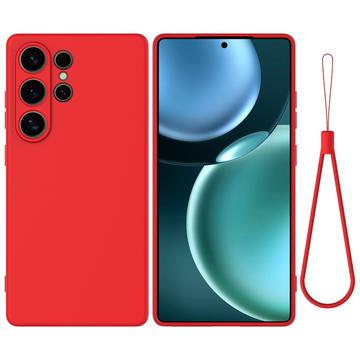 Samsung Galaxy S25 Ultra Liquid Silikonhülle mit Handschlaufe - Rot