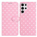 Samsung Galaxy S25 Ultra Polka-Dot-Muster Wallet Hülle - Rosa