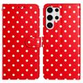 Samsung Galaxy S25 Ultra Polka-Dot-Muster Wallet Hülle - Rot