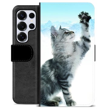 Samsung Galaxy S25 Ultra Premium Schutzhülle mit Geldbörse - Katze