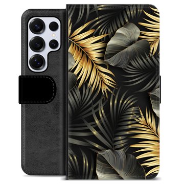 Samsung Galaxy S25 Ultra Premium Schutzhülle mit Geldbörse - Goldene Blätter