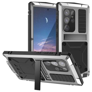 Samsung Galaxy S25 Ultra R-Just Premium Case mit Kickstand & gehärtetem Glas-Screen-Schutz - Silber