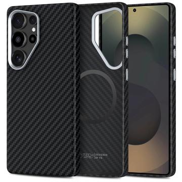 Samsung Galaxy S25 Ultra Tech-Protect Ion Carbon-Kunststoffhülle - MagSafe-kompatibel - Schwarz / Silber