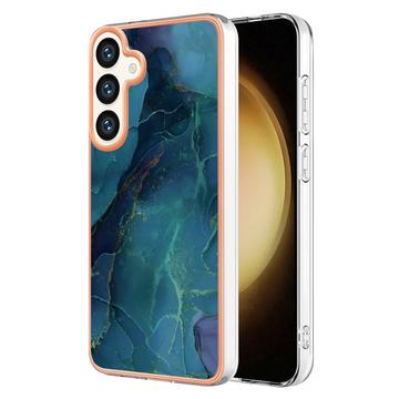 Samsung Galaxy S25+ Galvanisierte IMD TPU-Hülle mit Marmormuster - Grün