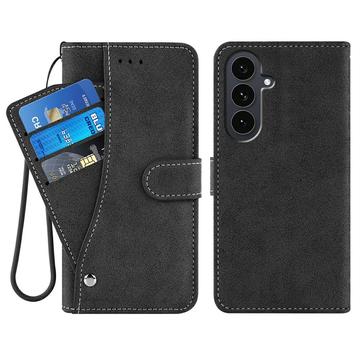 Samsung Galaxy S26 Elegante retro wallet hülle mit drehbarem Kartenhalter und Standfunktion - Schwarz