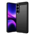 Samsung Galaxy S26 FE Gebürstete TPU Hülle - Karbonfaser - Schwarz