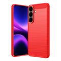 Samsung Galaxy S26 FE Gebürstete TPU Hülle - Karbonfaser - rot