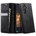 Samsung Galaxy S26 FE Caseme 033 Kalb Textur Brieftasche Hülle mit RFID-Blockierung - Schwarz