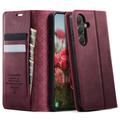 Samsung Galaxy S26 FE Caseme 033 Kalb Textur Brieftasche Hülle mit RFID-Blockierung - rot
