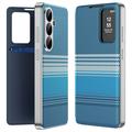 Samsung Galaxy S26 FE Smart View Flip-Hülle mit Karomuster und Kartenfach - Blau
