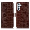 Samsung Galaxy S26 FE Crocodile Serie Lederhülle mit Geldbörse mit RFID - Braun