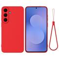 Samsung Galaxy S26 FE Liquid Silikonhülle mit Handschlaufe - Rot