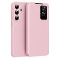 Samsung Galaxy S26 FE Smart Clear View Flip Hülle mit Kartenschlitz - Rosa