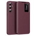 Samsung Galaxy S26 FE Smart Clear View Flip Hülle mit Kartenschlitz - Weinrot