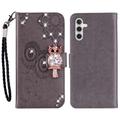 Samsung Galaxy S26 Eule Strass Wallet Hülle - grau