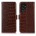Samsung Galaxy S26 Ultra Crocodile Serie Lederhülle mit Geldbörse mit RFID - Braun