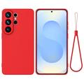 Samsung Galaxy S26 Ultra Liquid Silikonhülle mit Handschlaufe - Rot