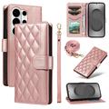 Samsung Galaxy S26 Ultra Luxus Gesteppte Wallet Hülle - Roségold