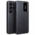 Samsung Galaxy S26 Ultra Qialino Smart View Leder Flip Hülle - Schwarz